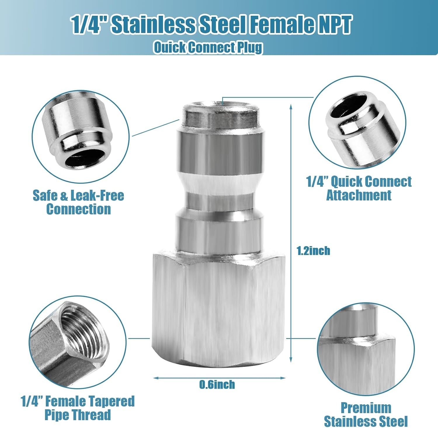 1/4 Inch NPT Pressure Washer Coupler Set – Durable Stainless Steel Connectors