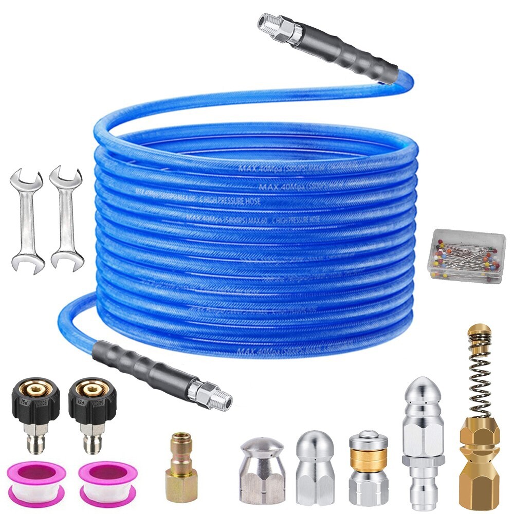 Sewer Jetter Kit for Pressure Washer 150FT 1/4″ M-NPT 5800PSI Drain Cleaner Hose
