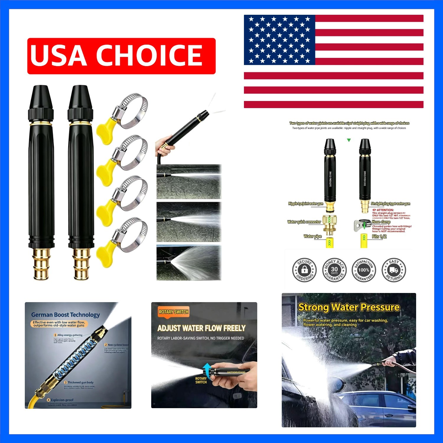 High Pressure Car Wash Gun, 3 Adjustable Spray Modes | Ideal for Car Washing,…