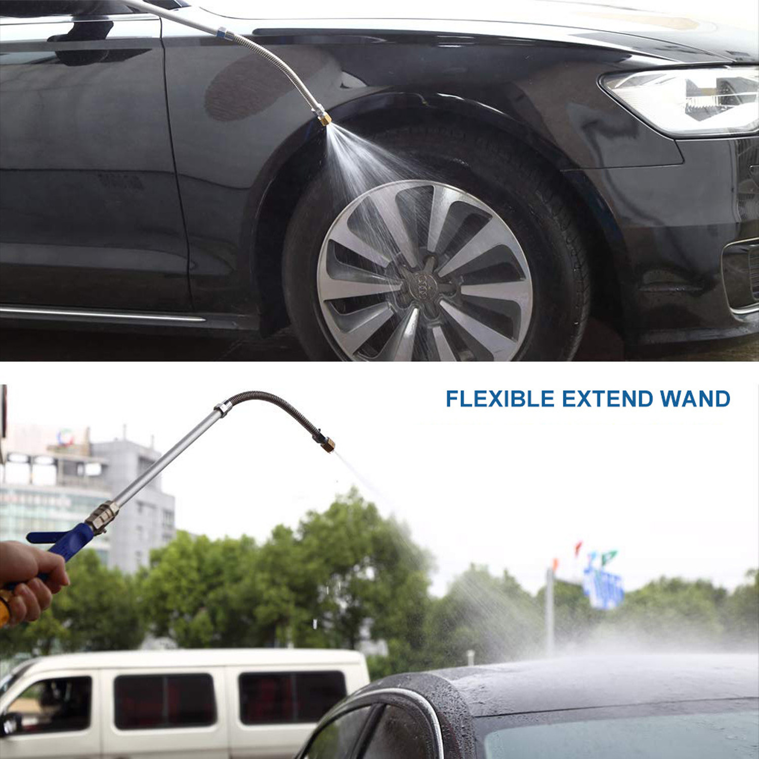 High Pressure Washer Gun with Flexible Extension Wand Hose Nozzle Cleaning Kit