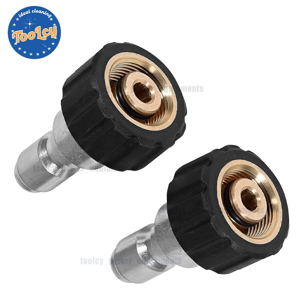 TOOLCY 2pc Fittings M22-14mm Female to 3/8” QC Plugs for Power Washer Gun, Hose
