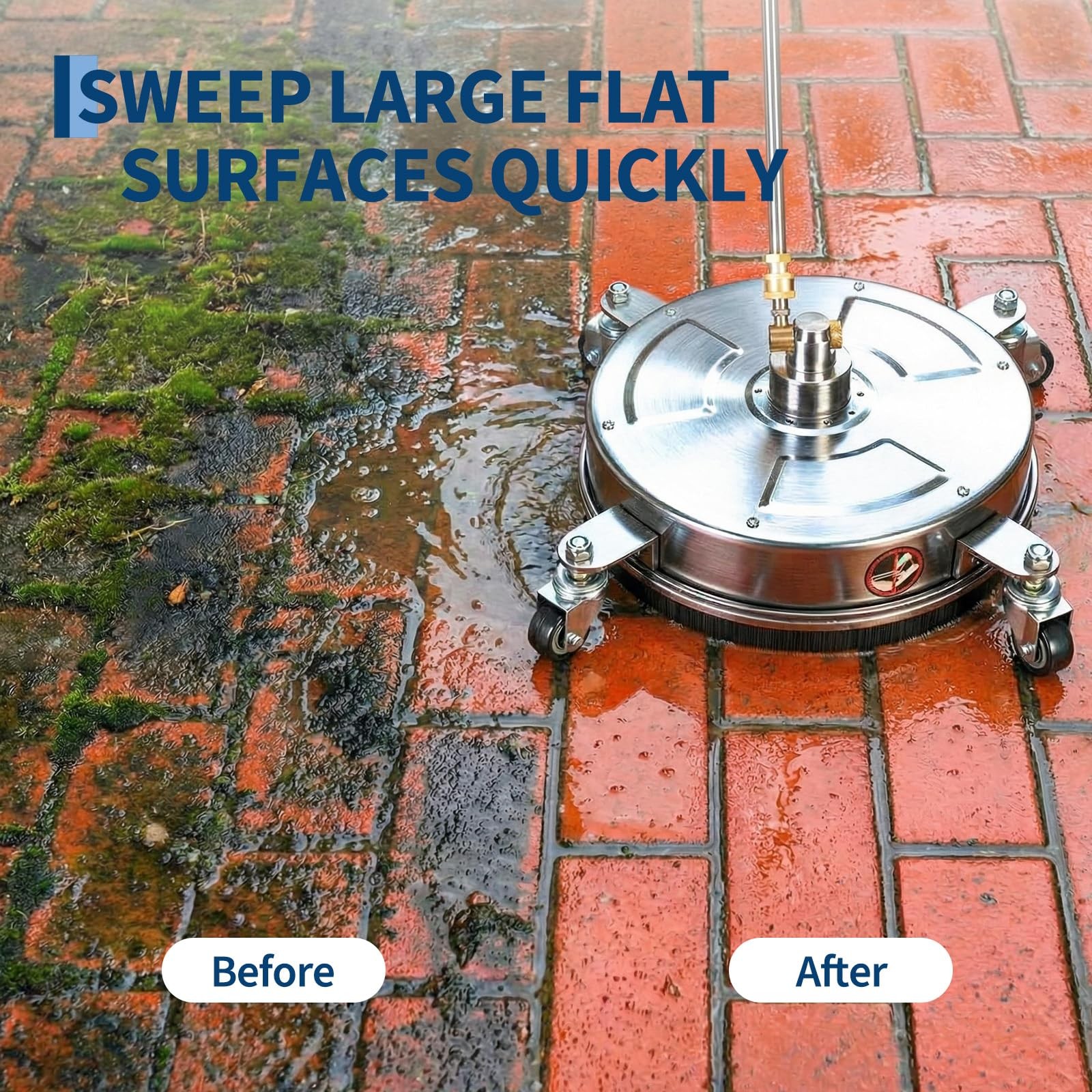 14″ Pressure Washer Surface Cleaner Stainless Steel 4000 PSI with Wheels & Wand