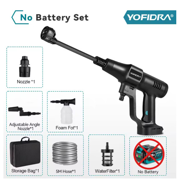 Yofidra 200Bar Brushless High Pressure Car Washer Water Gun 6 IN 1