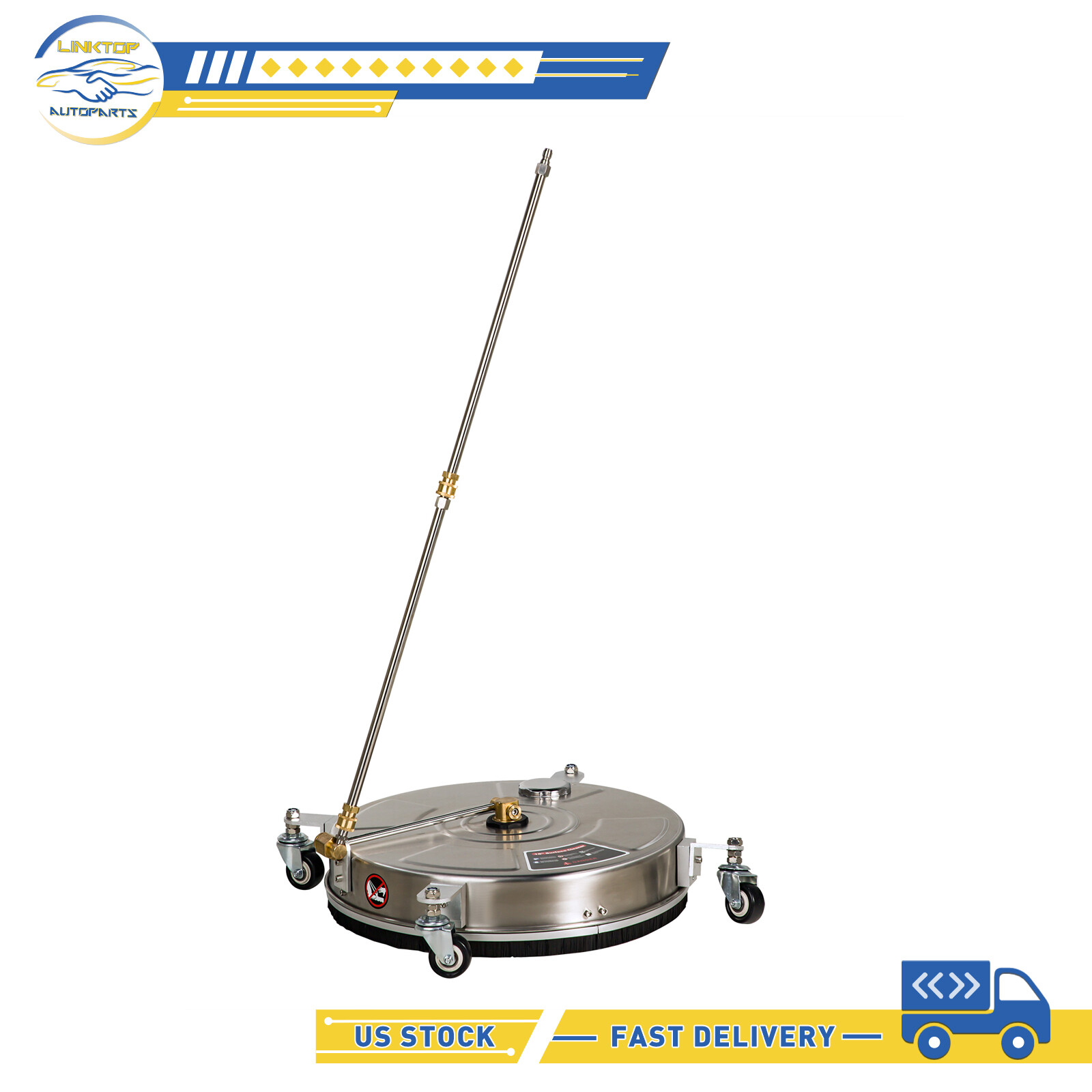 18″ Pressure Washer Surface Cleaner w/ Wheels 4000 PSI + 2 Extension Wand