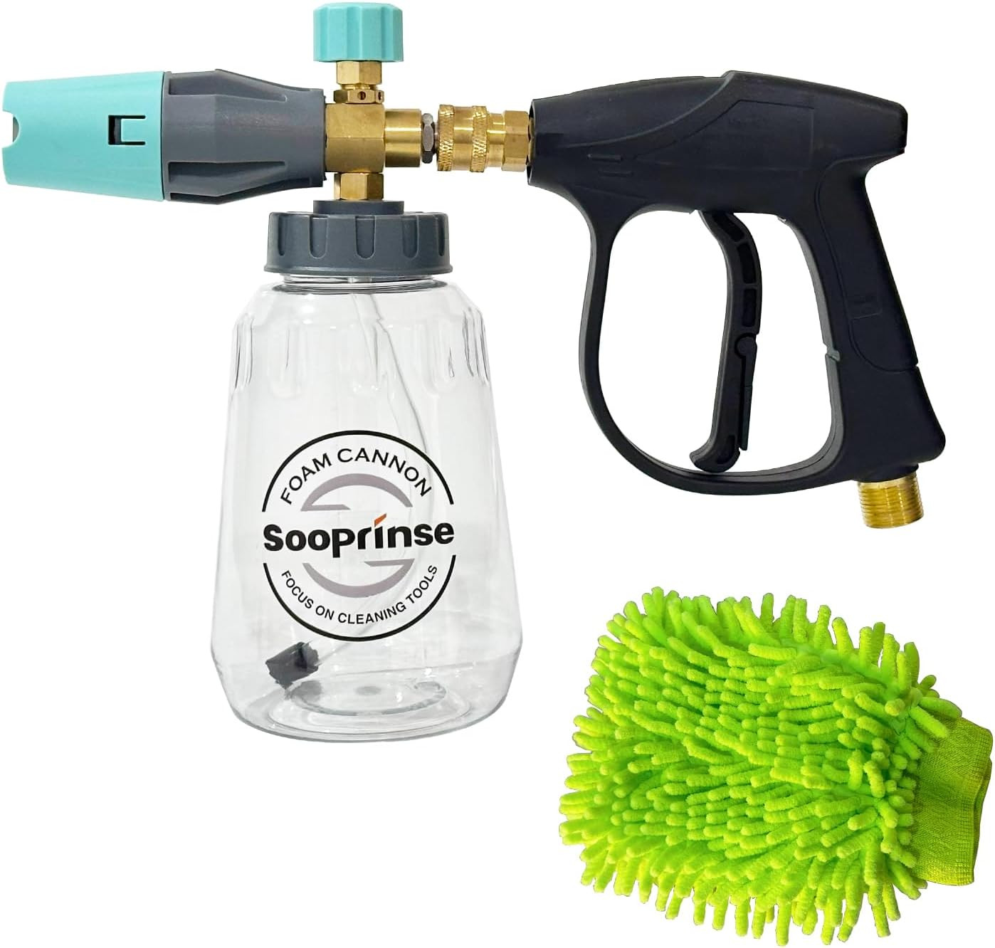 Short Pressure Washer Gun with Foam Cannon, High Pressure Snow Foam Lance, 1/4 I