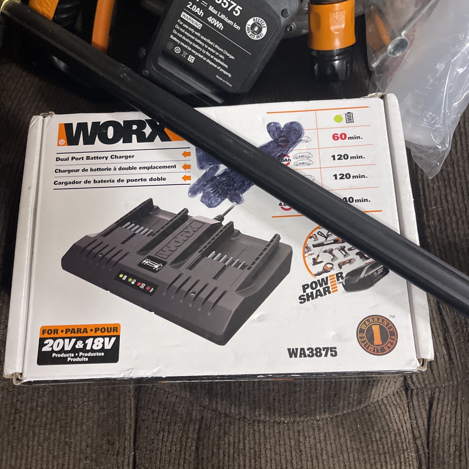 Worx Power Share Hydroshot 450 Psi 0.9 Gpm Battery Powered Cold Water Pressure