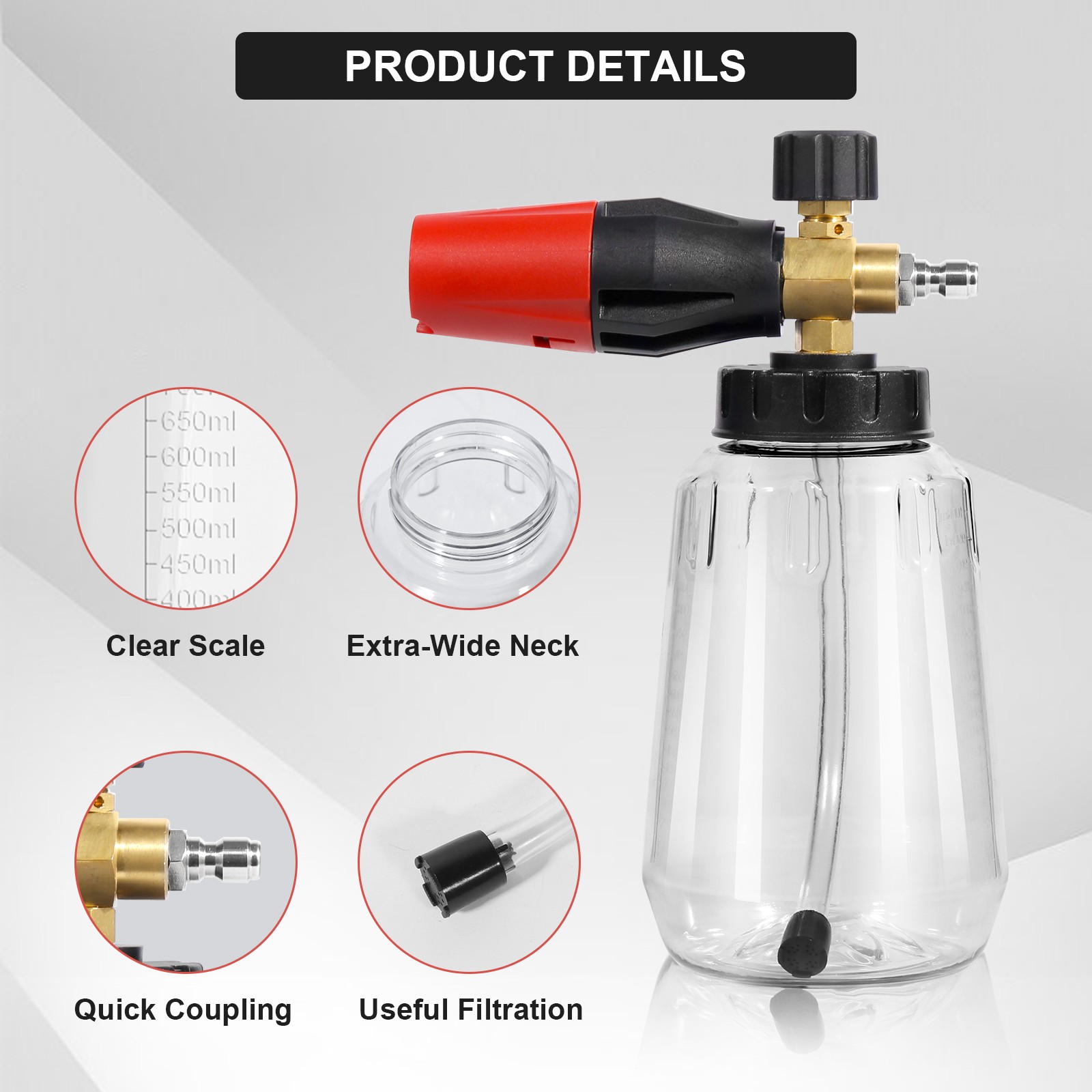Snow Foam Lance Cannon Soap Bottle Sprayer For Pressure Washer Gun Jet Car Wash