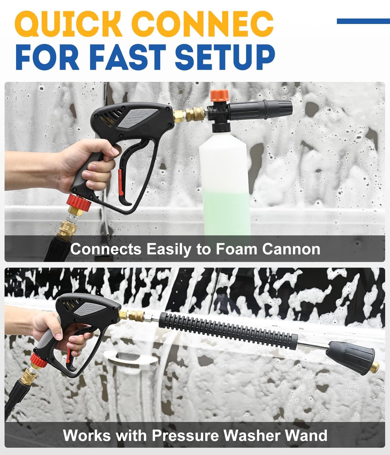 5000 PSI Short Pressure Washer Gun 3/8″ Swivel QC & M22-14 Fittings