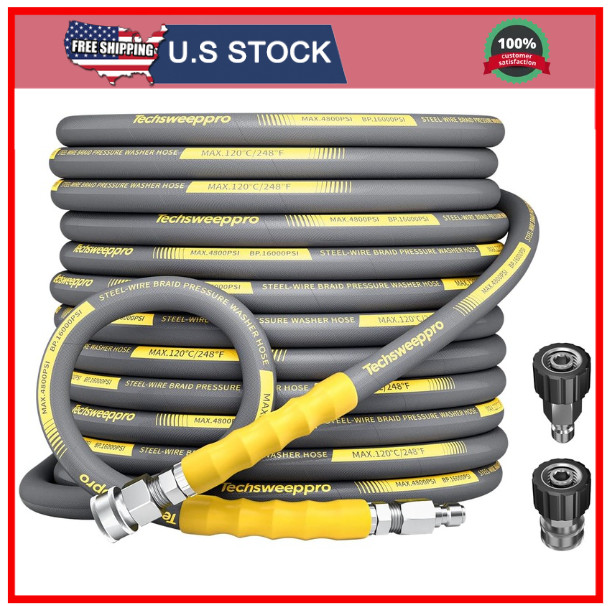 4800PSI Pressure Washer Hose 50FT with 3/8 Swivel Quick Connect for Cold/Hot Wa