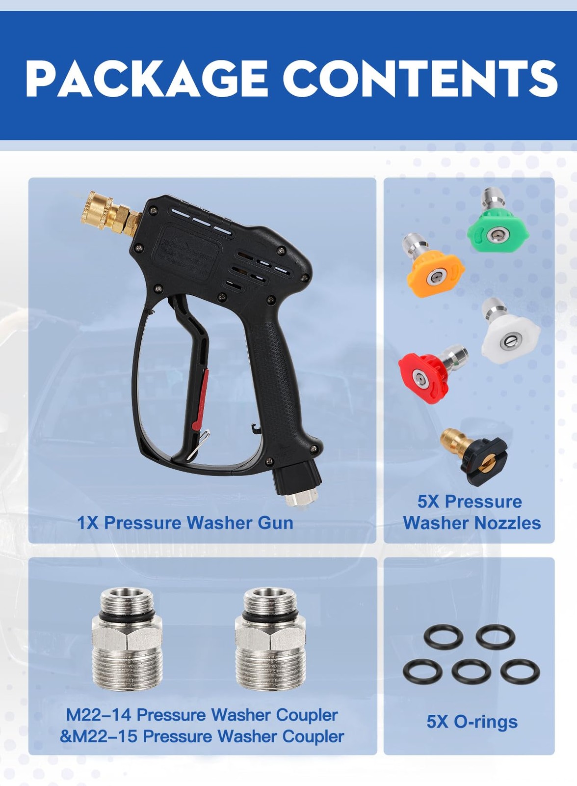 Short Pressure Washer Gun, 5000 PSI Max Swivel High Pressure Washer Extension…