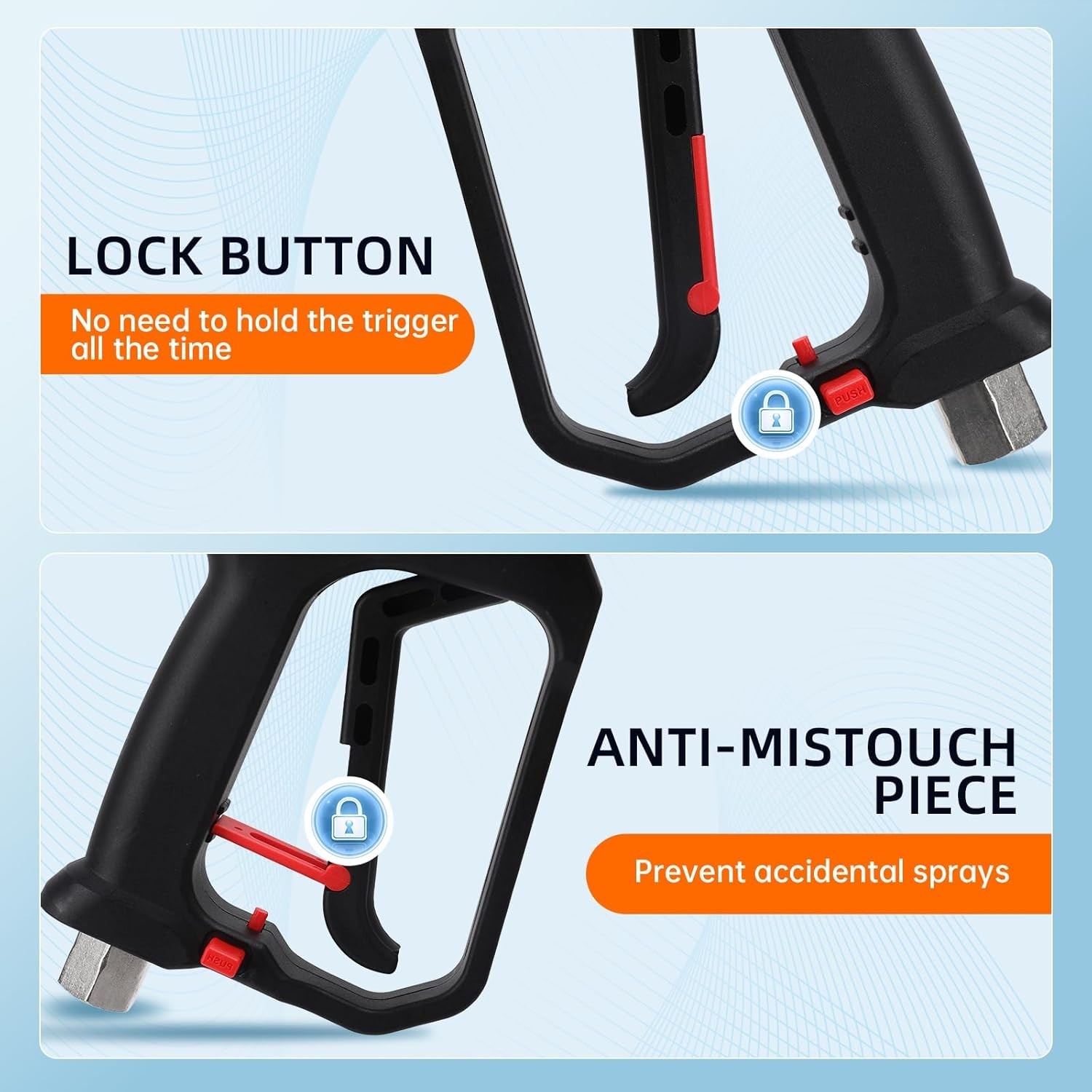 Stainless Steel Pressure Washer Gun – Swivel Design & 5 Interchangeable Nozzles