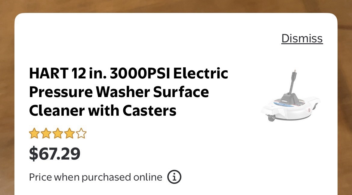 HART 12 in. 3000PSI Electric Pressure Washer Surface Cleaner with Casters