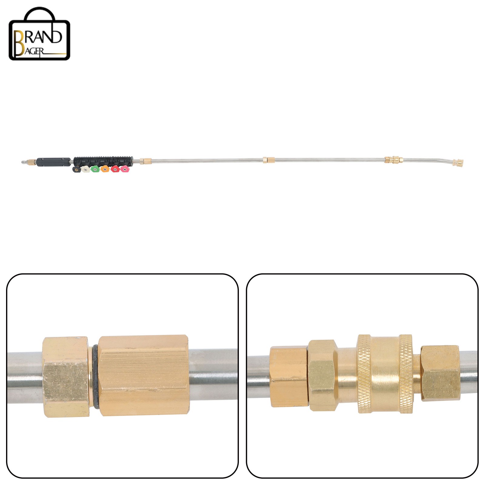 9 Pack 4000 Psi High Pressure 1/4 Inch Quick Connect Water Gun Extension Rod Set