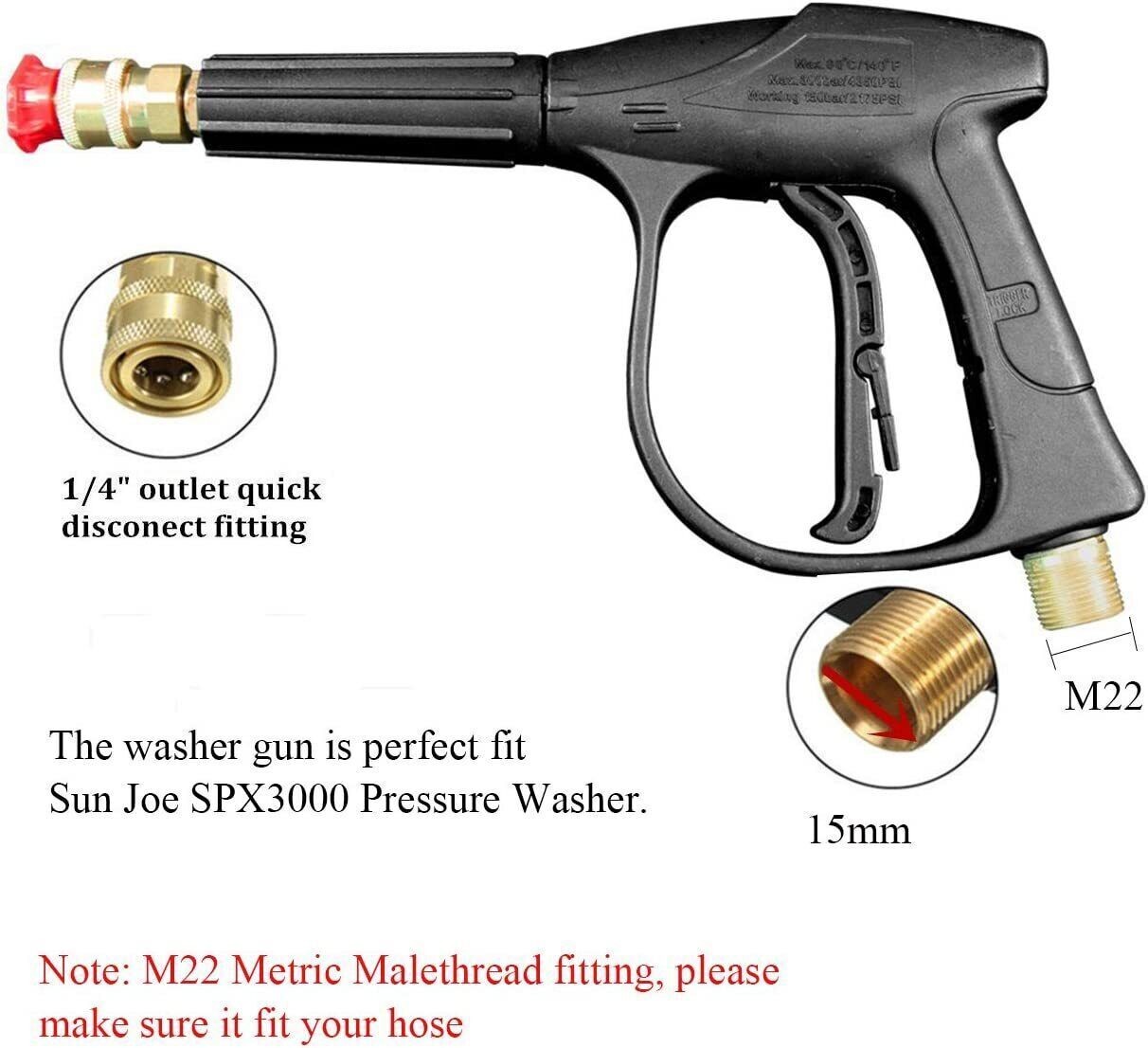 Pressure Washer Gun Foam Cannon with 1/4 Inch Quick Connector for Car Washing US