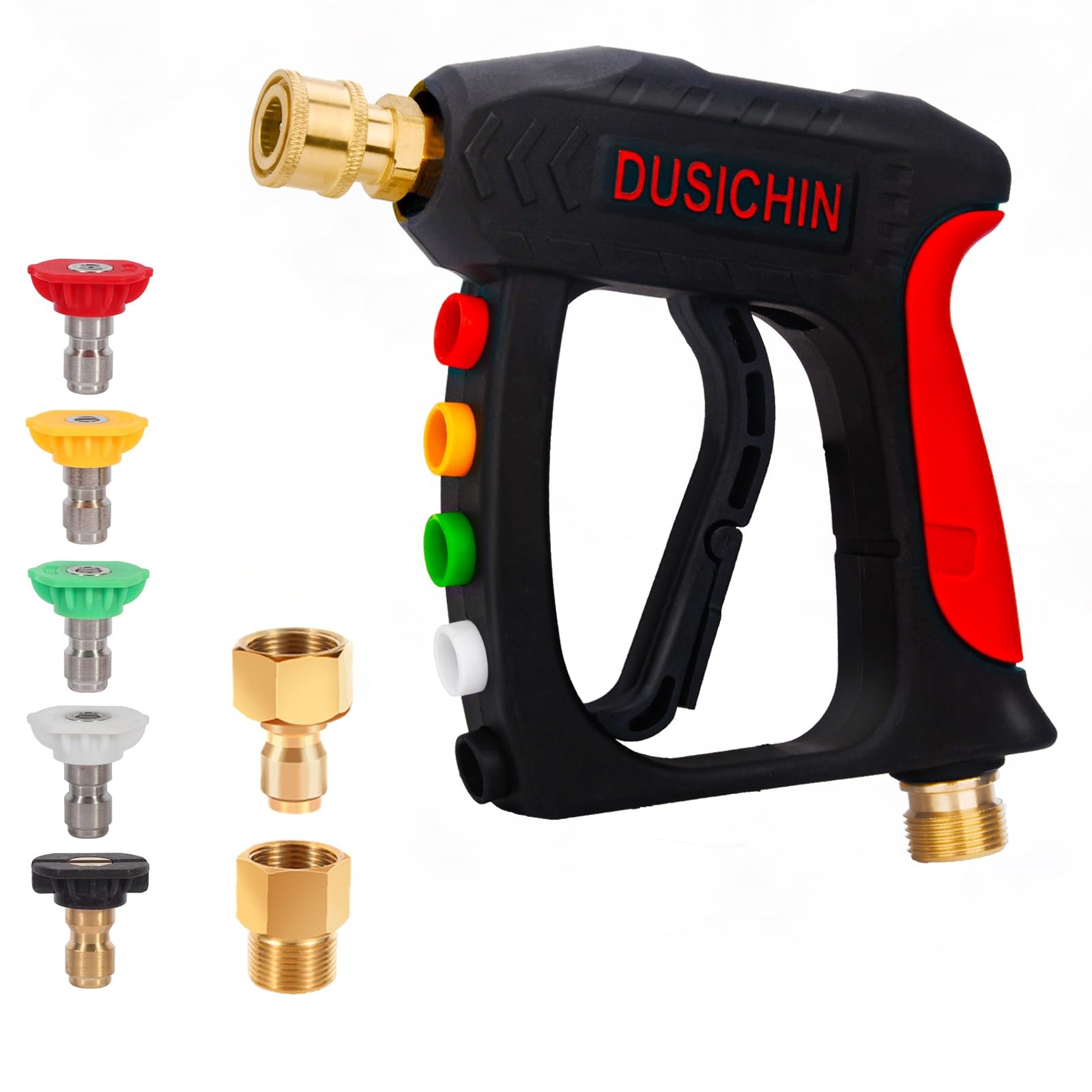 Short Wand High Pressure Washer Handle Gun 3000 PSI 5 Nozzles Black
