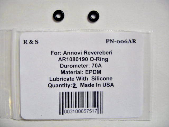2 Annovi Reverberi AR1080190 O Rings / R&S 006AR-2 / 2.90 X 1.78MM / EPDM Mat.