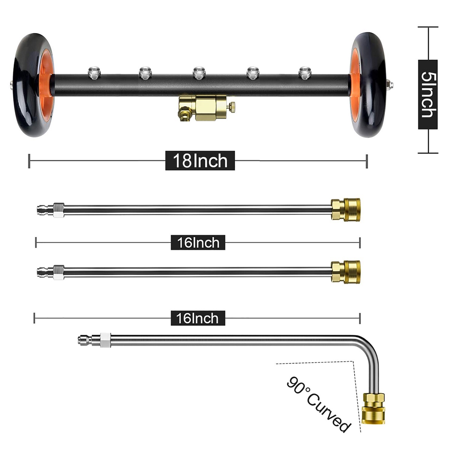 Pressure Power Washer Undercarriage Under Car Cleaner 16″ 4000 PSI Water Broom