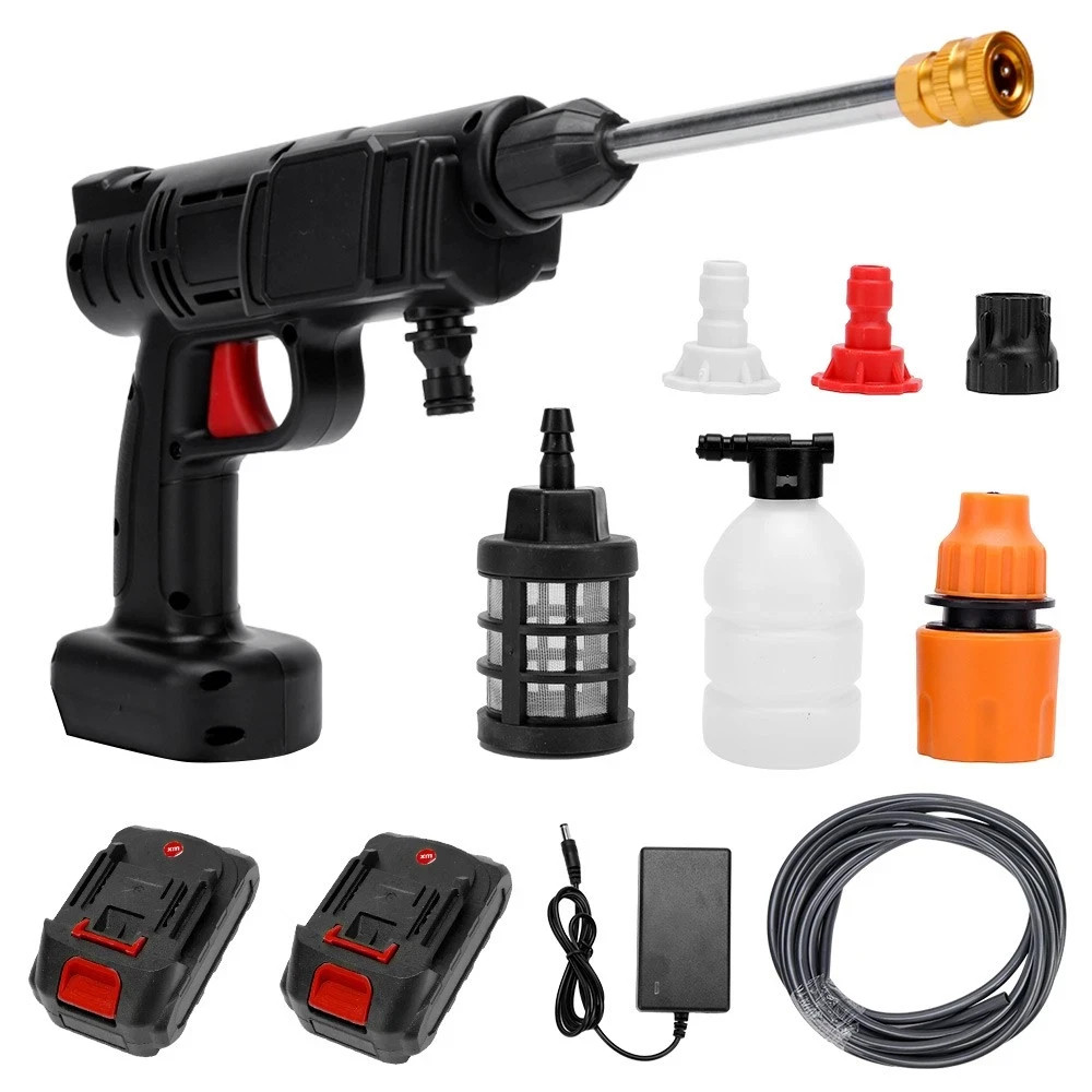 2 Battery Cordless Portable Car High Pressure Washer Jet Water Wash Cleaner Gun