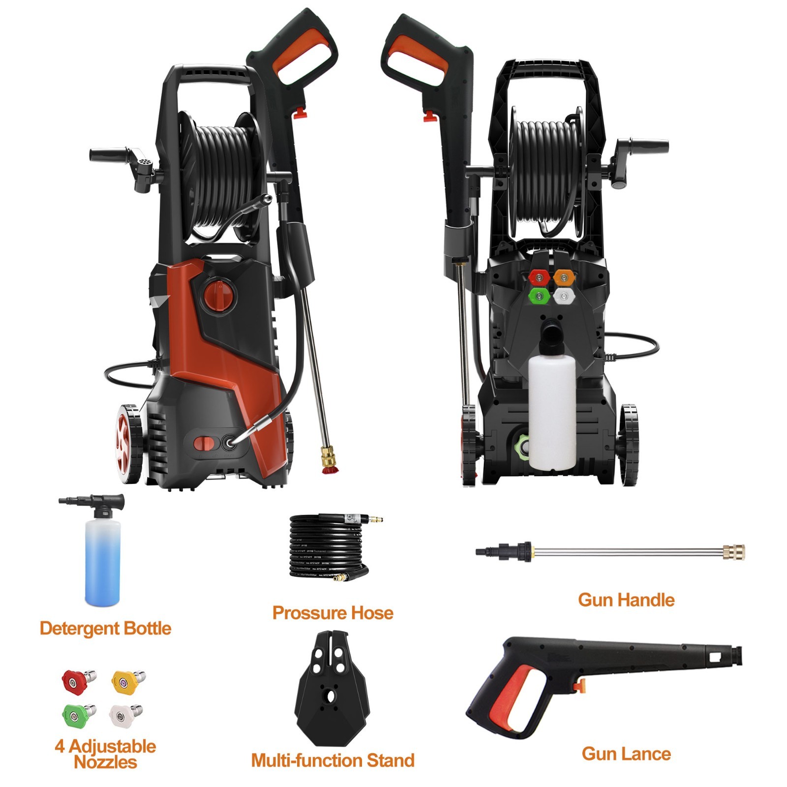 Pressure Washer 4200PSI 2.5GPM, Retractable Hose Reel, 4 Nozzle Tips, for Yard
