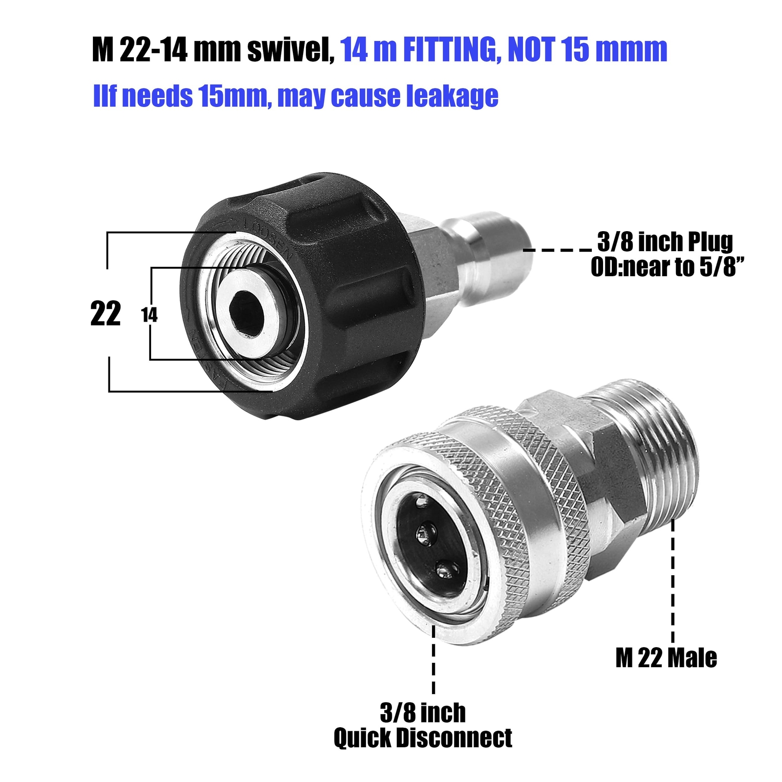 8-Pack Stainless Steel Quick Connect Pressure Washer Adapter Set 3/4″ QC