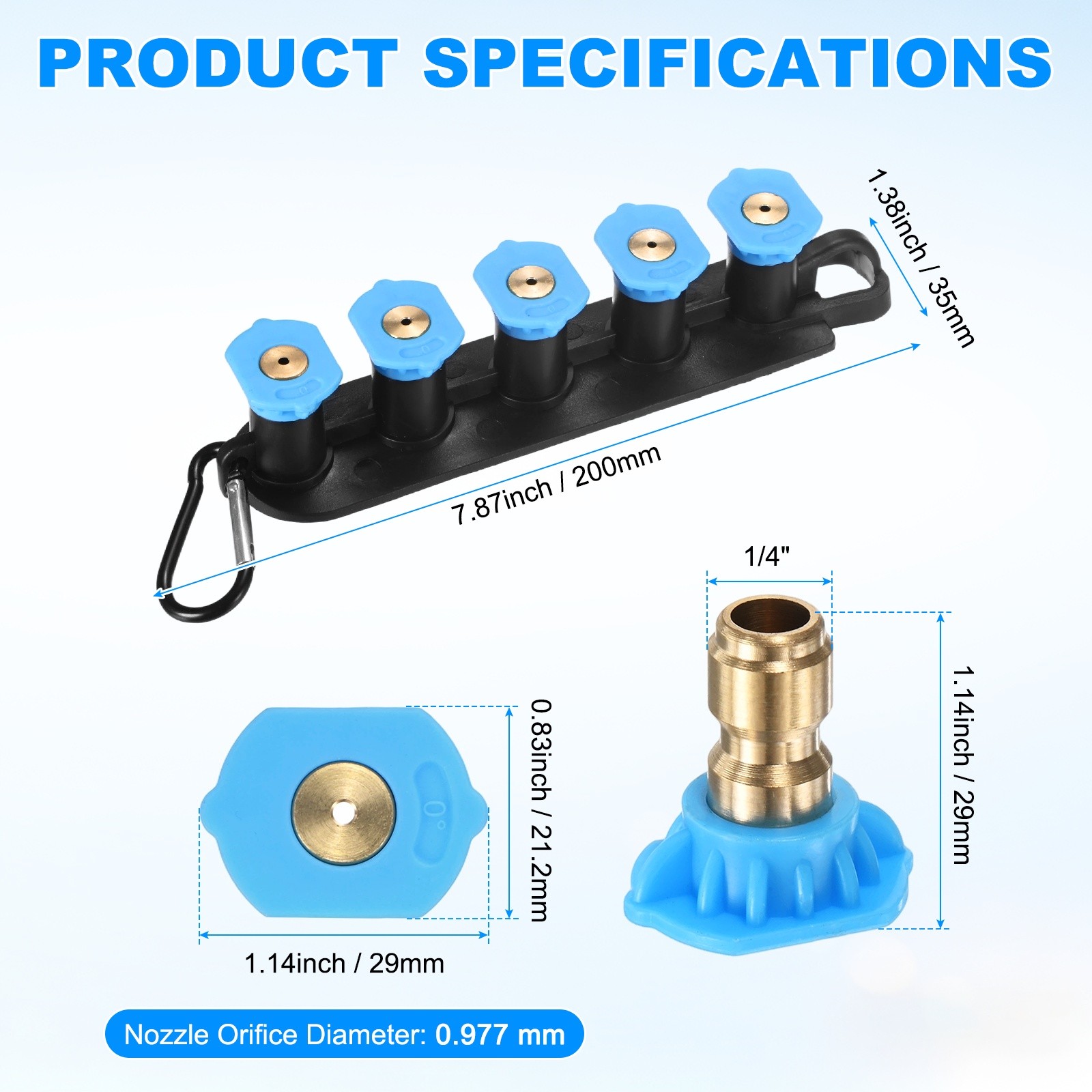 5-Pack Pressure Washer Nozzle Tips with Holder, RINSE Nozzle, Orifice 2.5