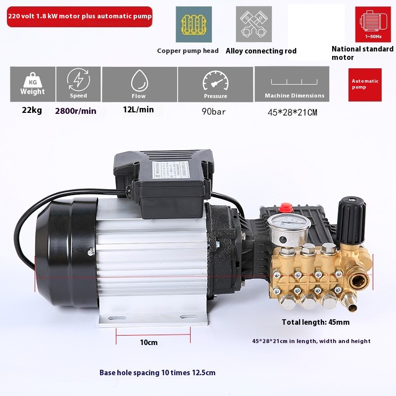 High Pressure Washer Motor Plus Pump Head Car Wash Booster Piston Pumps
