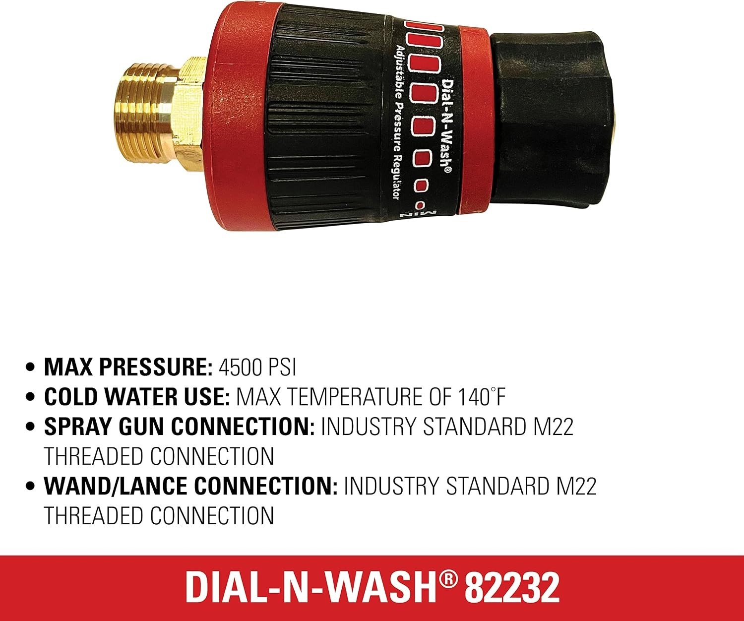 Aluminum Pressure Regulator with M22 Quick Connect for Gas or Electric Washers