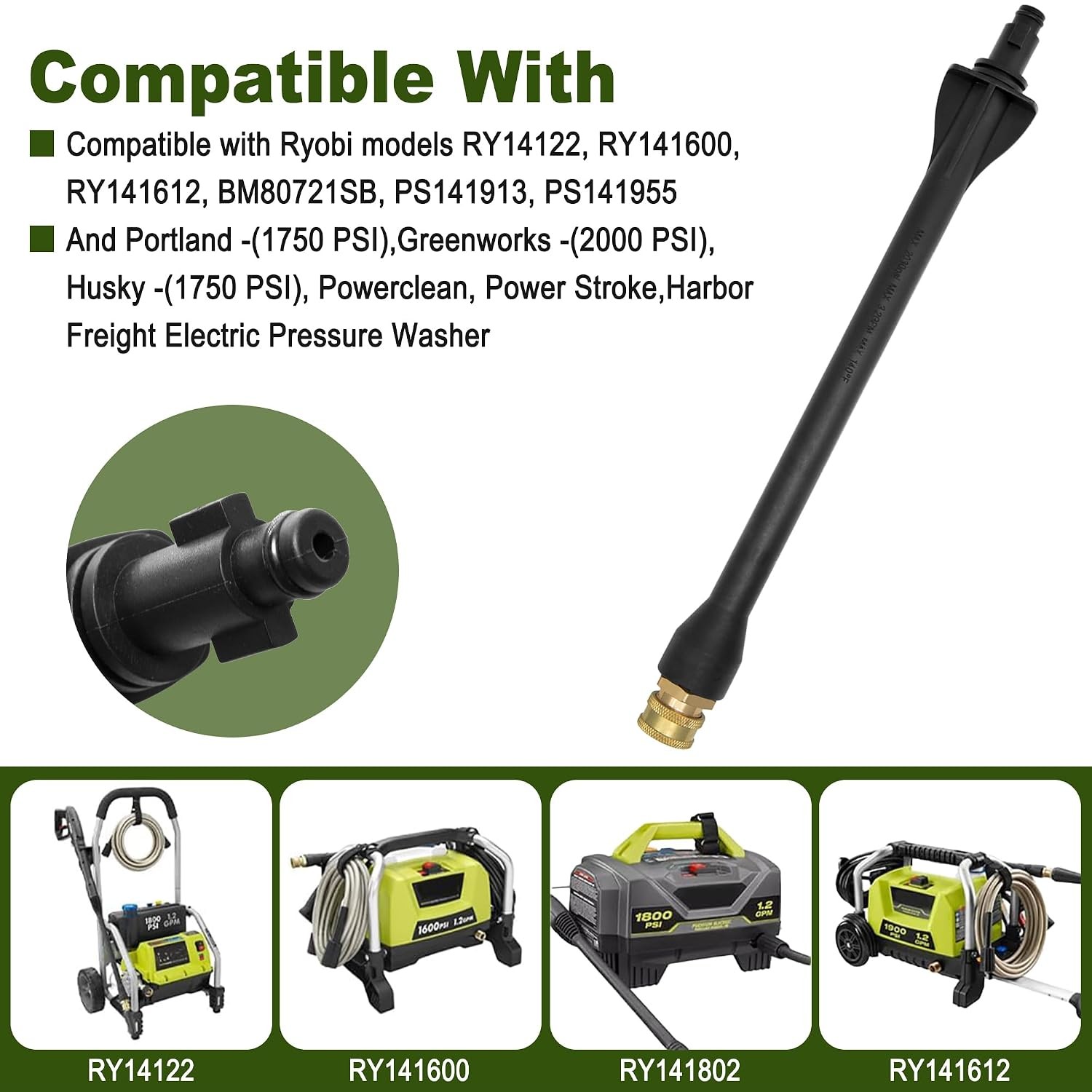 Ryobi RY1412 Pressure Washer Replacement Spray Wand Compatible 308494075