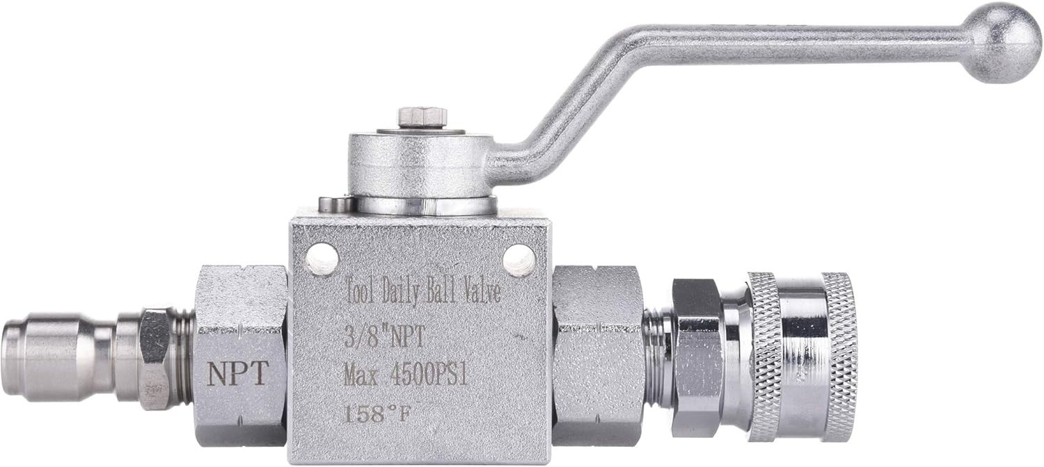 High Pressure Washer Ball Valve Kit 3/8″ Quick Connect 4500 PSI Stainless Steel