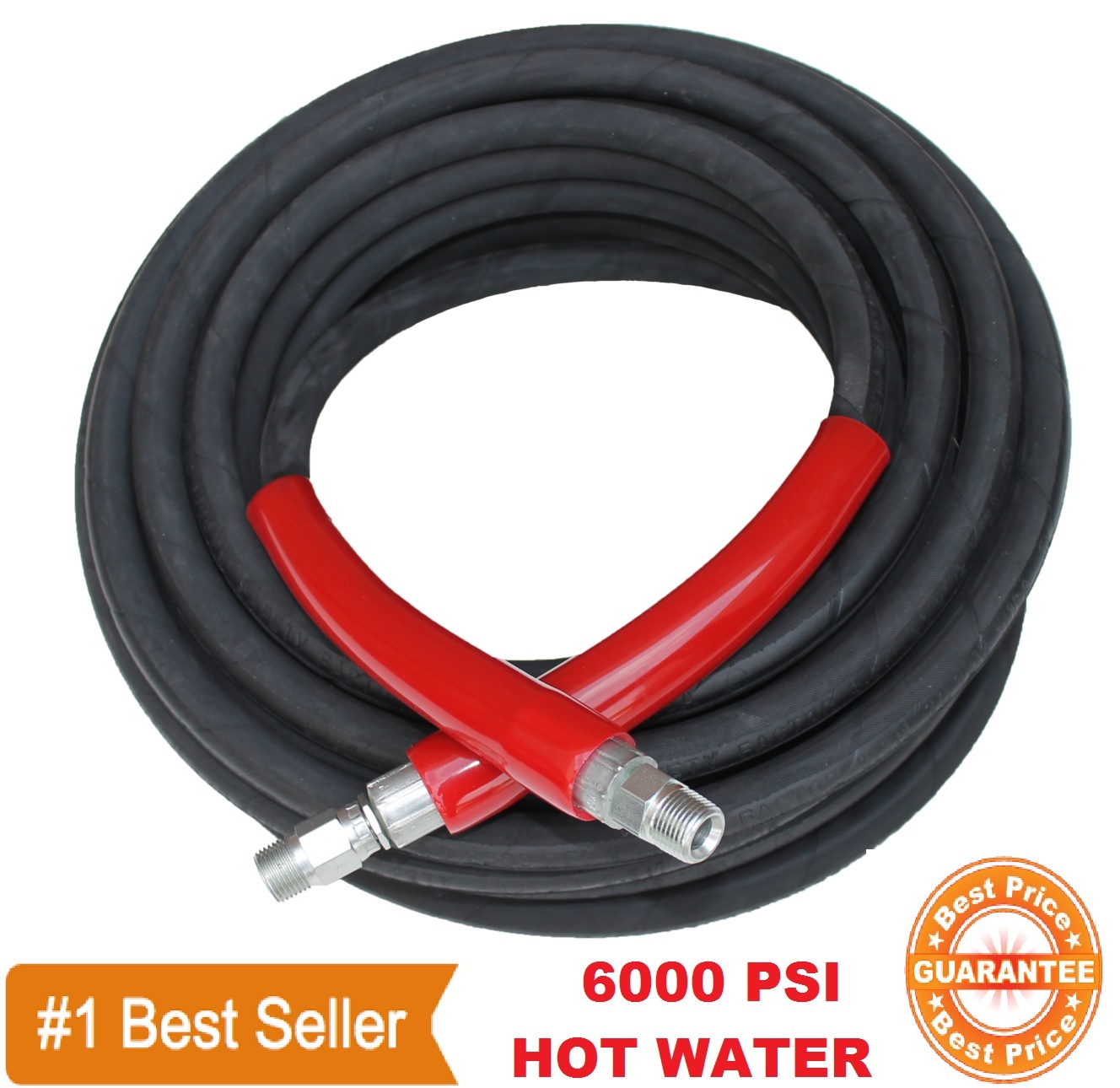 Pressure Washer Parts Hose – 6000 PSI 100 FT 2 Wire Braid – Hot Water 100′ Foot