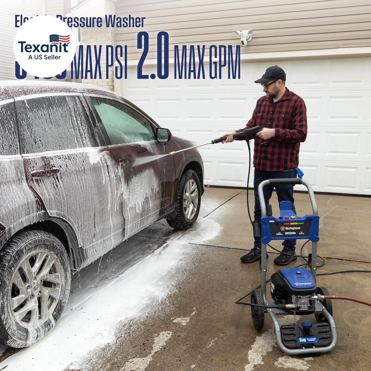 Wpx3400E Electric Pressure Washer, 3400 Max PSI and 2.0 Max GPM, Brushless Motor