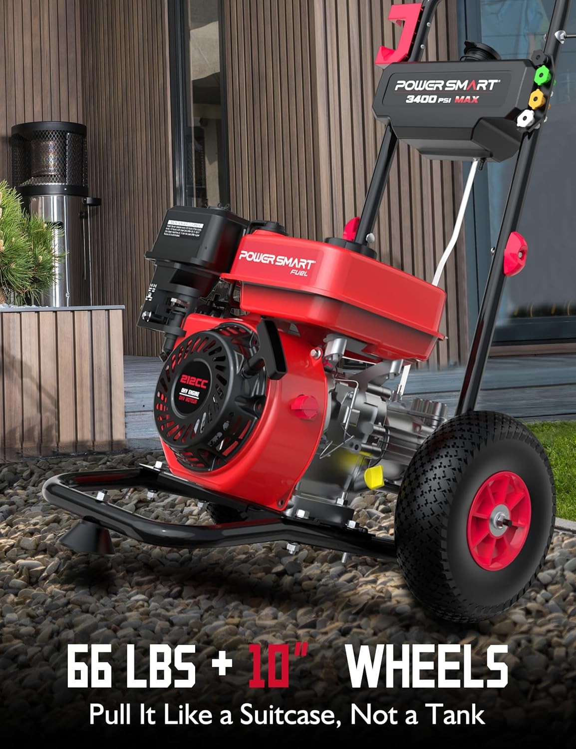 Gas Pressure Washer 3400 PSI 2.5 GPM 212CC W/ Onboard Soap Tank Metal Spray Wand