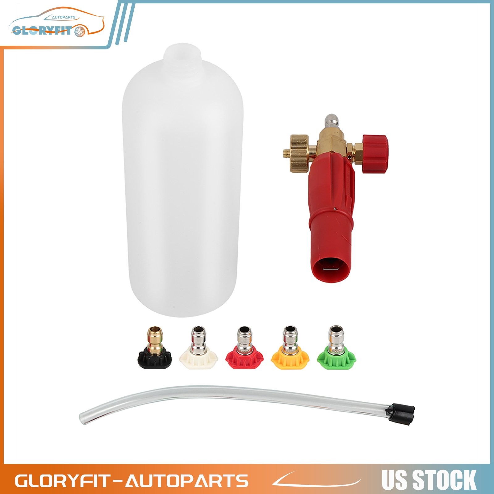 Heavy Duty Foam Cannon Professional Car Wash Pressure Washer 1/4″ 5 Nozzle Tips