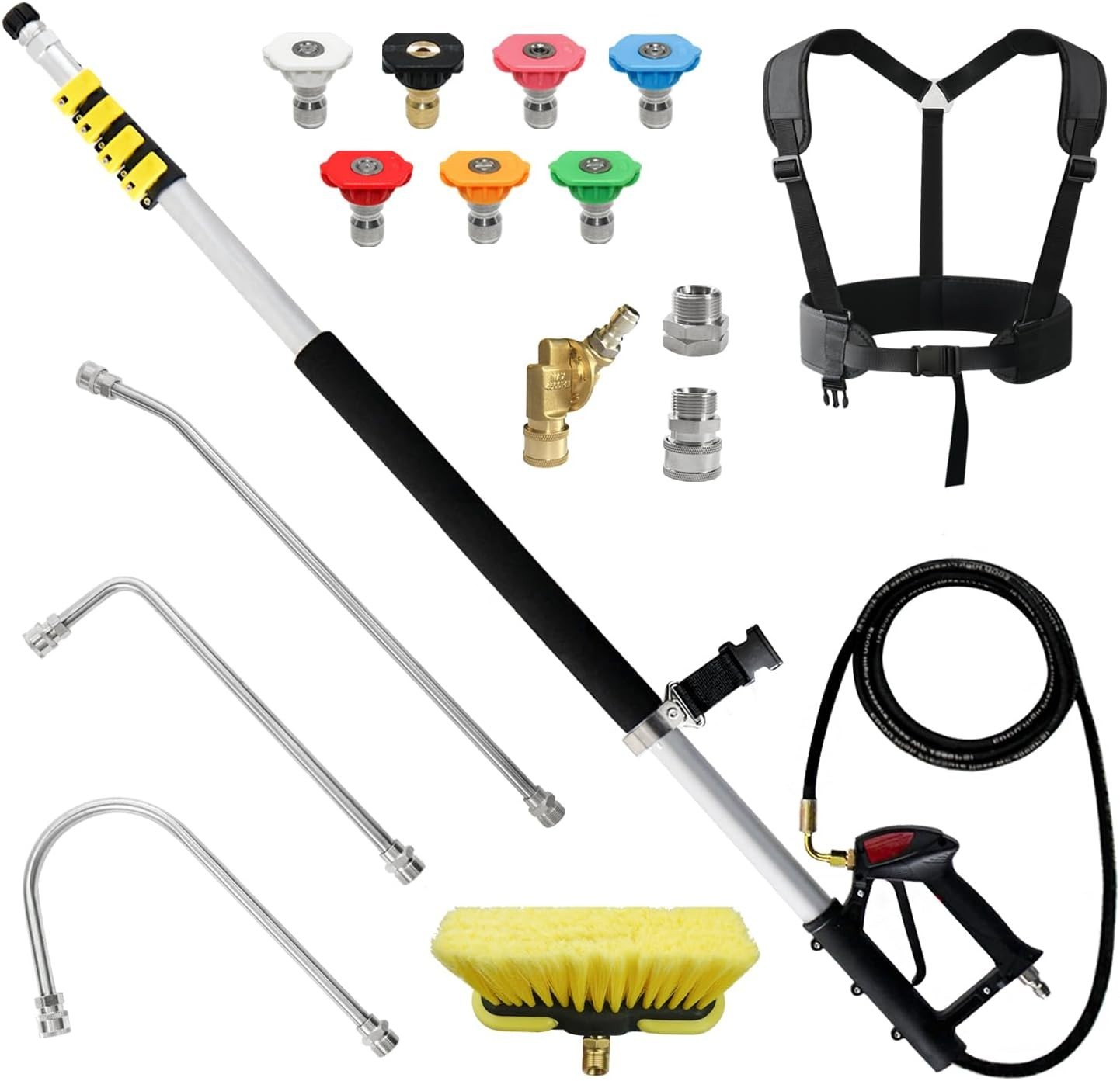 Telescoping Pressure Washer Wand 24 Feet with 3 Extension Wands and Brush Head
