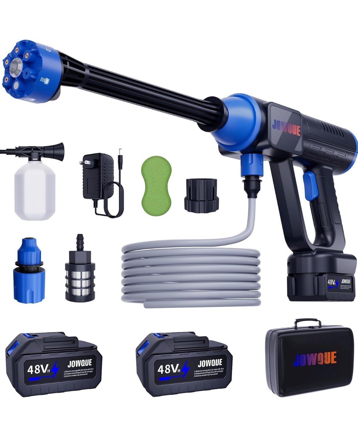 JOWQUE Cordless Brushless Pressure Washer 21V 1100PSI 6-in-1 Nozzle Kit