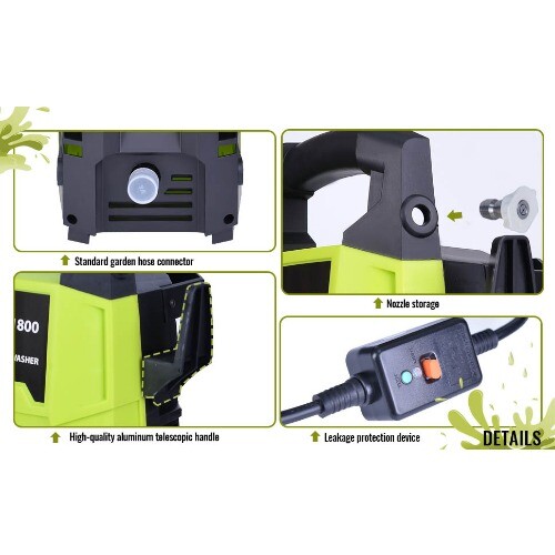 Electric Pressure Washer 1800PSI 1.6GPM Portable Power Washer with 20FT Hose