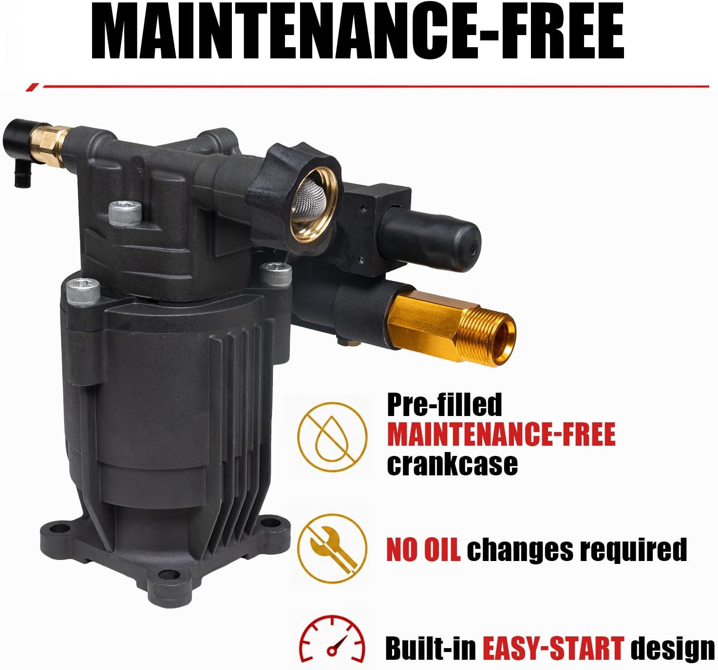 3/4″ Shaft Horizontal Pressure Washer Pump 3400 PSI 2.5 GPM Replacement Pump Com