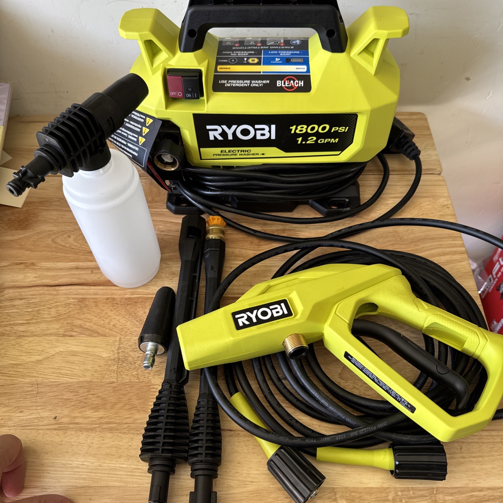 RYOBI 1800 PSI 1.2 GPM Electric Pressure Washer Portable Outdoor Cleaner