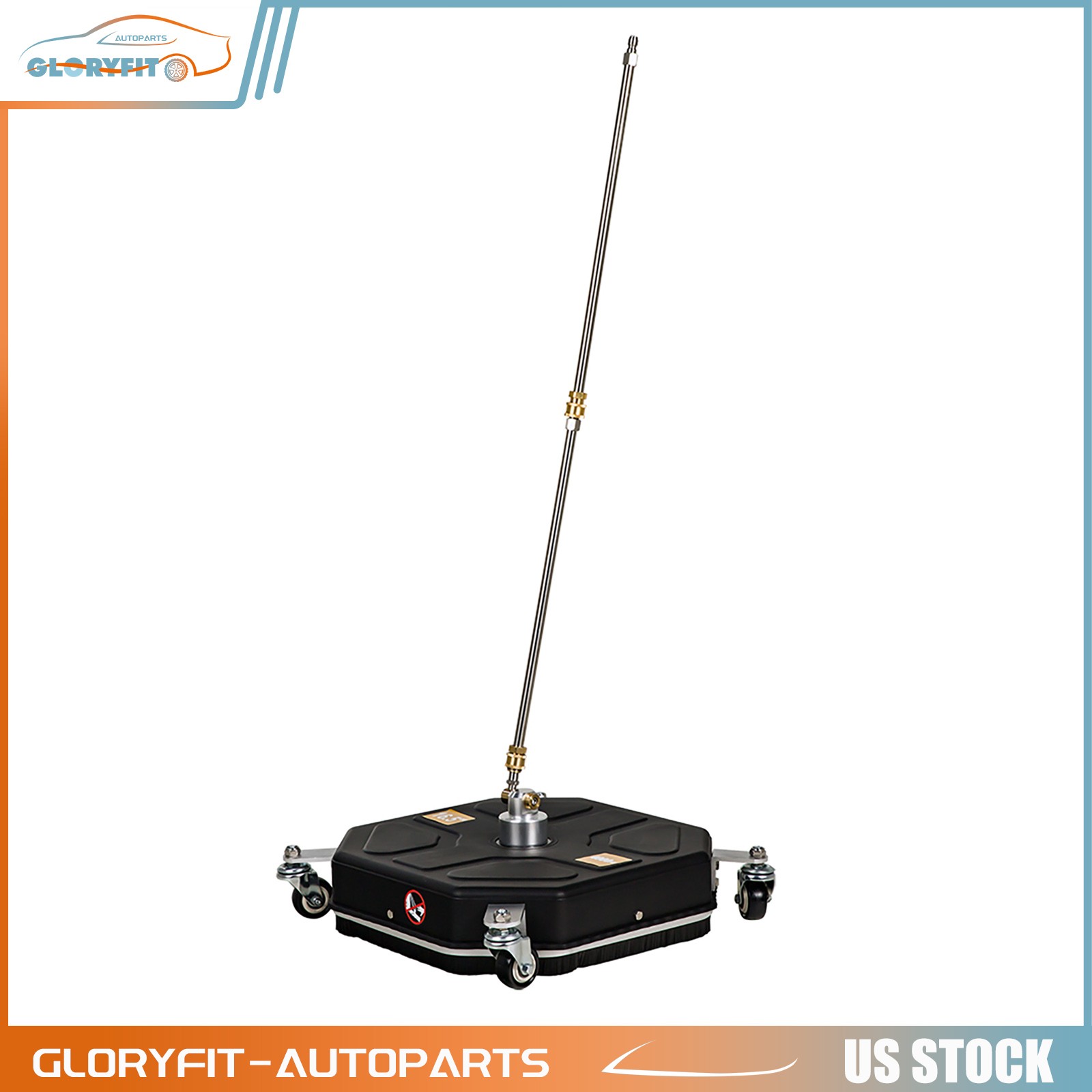 16″ Pressure Washer Surface Cleaner with 4 Wheels & 2 Extension Wands Black