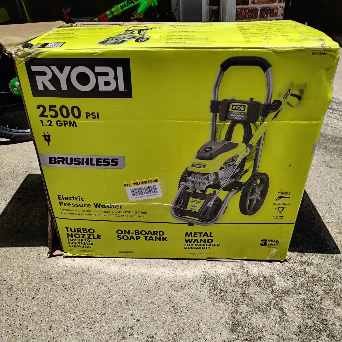 RYOBI 2500PSI 1.2GPM Electric Pressure Washer RY142500