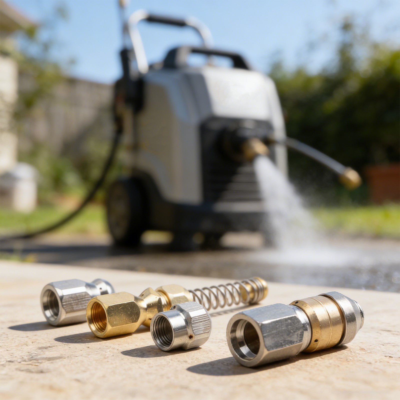 Four Nozzle Set for Pipeline Cleaning with Stainless Steel and Brass Components