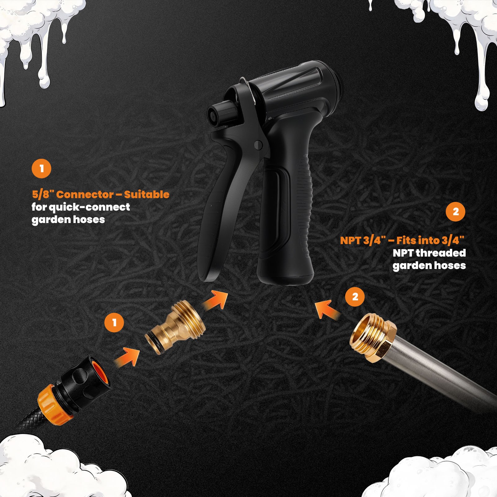 1L Adjustable Car Wash Foam Cannon Snow Foam Lance Quick Connect Plastic