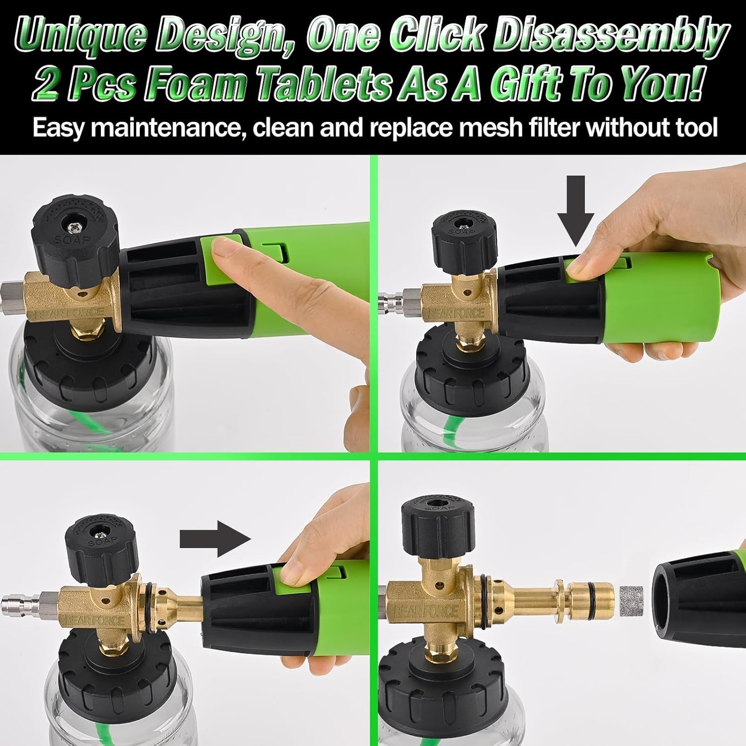 Brass Foam Cannon for Pressure Washers 34oz Car Snow Foam Blaster