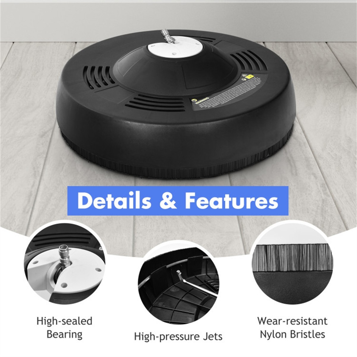 16 Inch Pressure Washer Surface Cleaner 3000PSI Power Washer Attachment for Deck