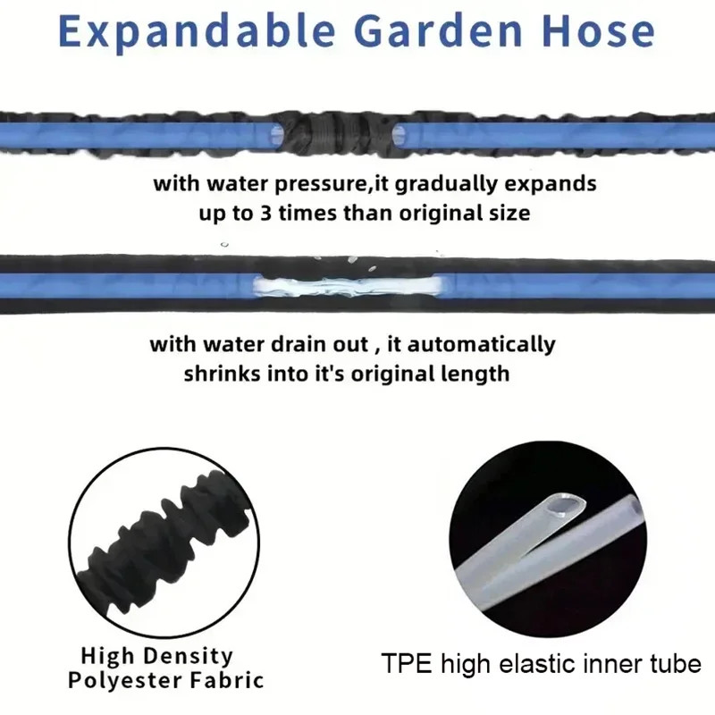 25FT 50FT 75FT 100FT Expandable Garden Pipe Car Expandable Rod With Gun