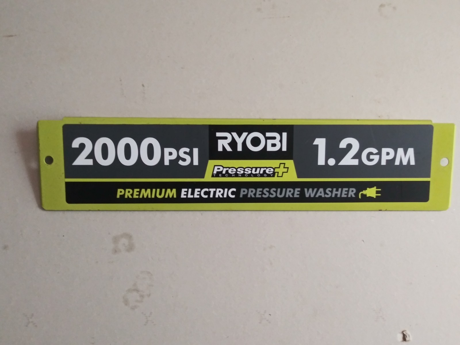 RYOBI Model RY141900VNM pressure washer OEM Performance Panel
