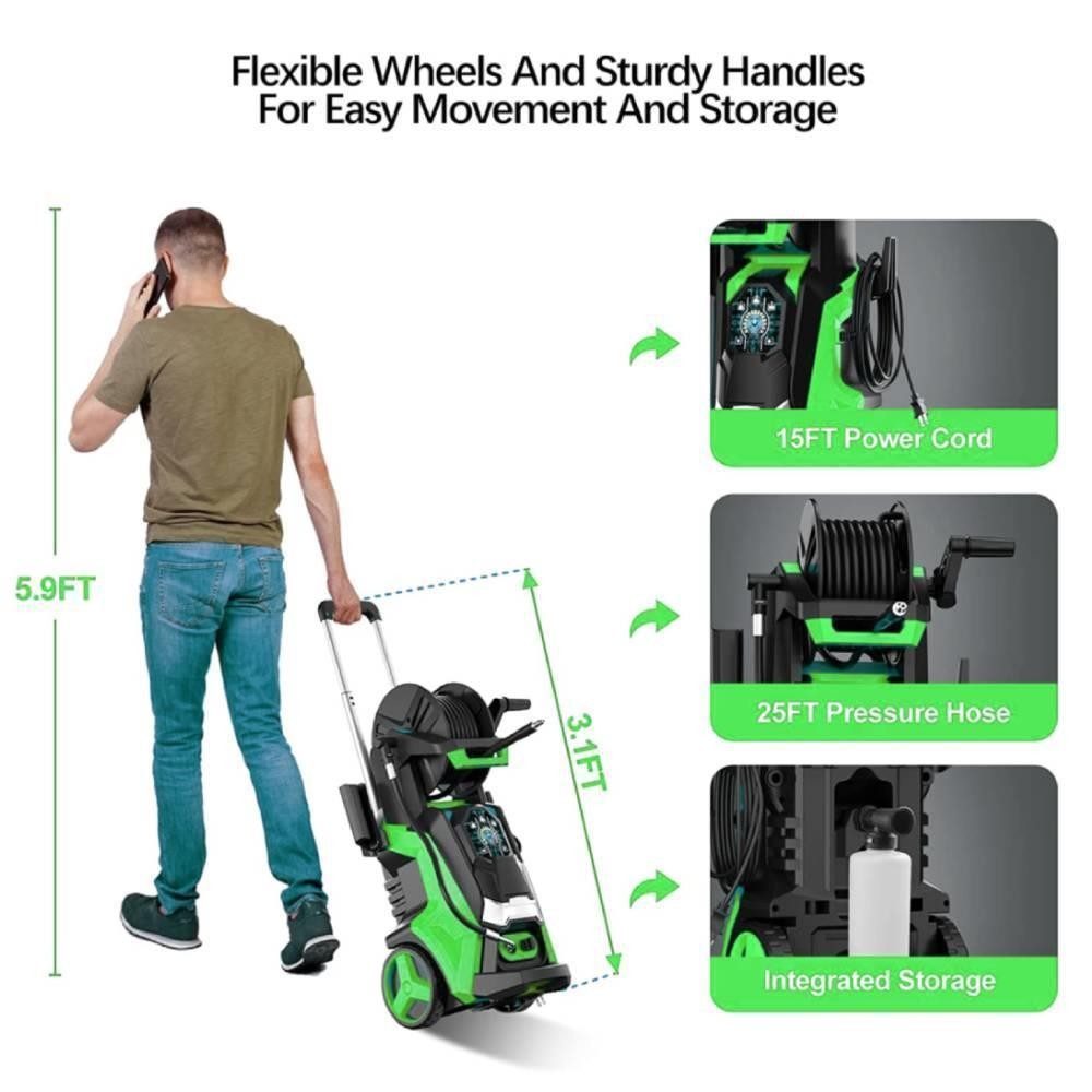 Electric High Pressure Washer 3800PSI 2.8GPM with Hose Reel Adjustment Pressure
