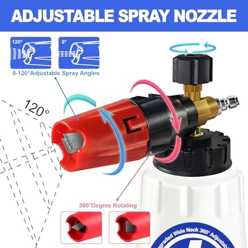 Foam Cannon for Pressure Washer, 1 Liter Bottle, 1/4 Inch Quick Connector,