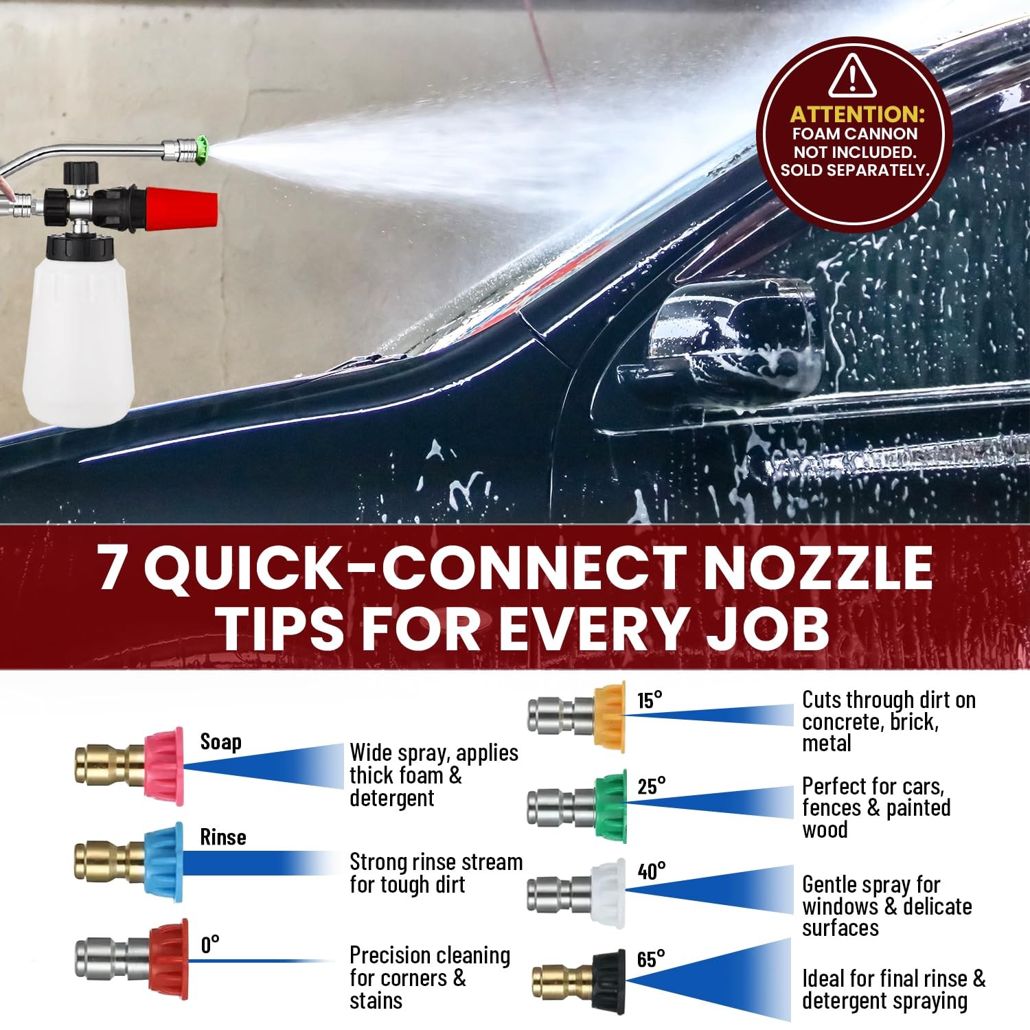 ProDetail Dual Kit – Foam Cannon & Spray Nozzle Quick Switch Adapter, Stainle…