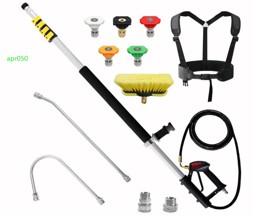 24FT Telescoping Pressure Washer Wand Kit w/Gutter Cleaner & 5 Nozzle Tips